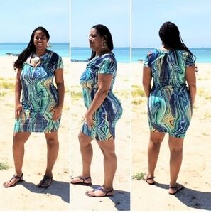 Multicolor Swirl Print Swim Dress